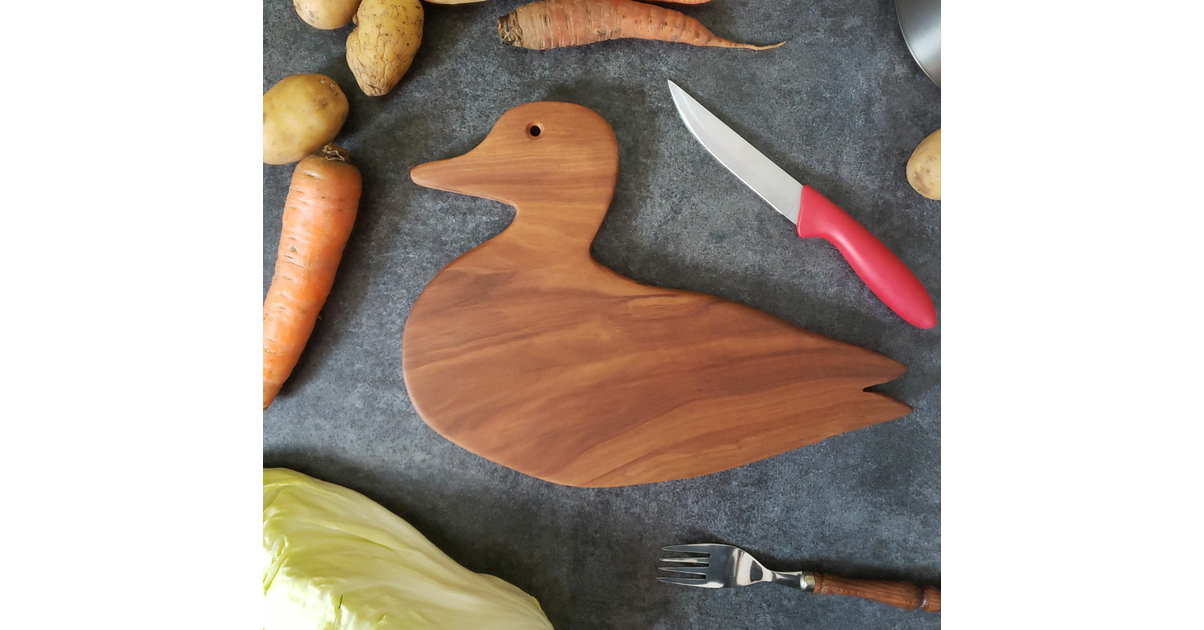 Canard En Bois Bleu – Figurine Artisanale, Hauteur 25cm, Fabrication Main